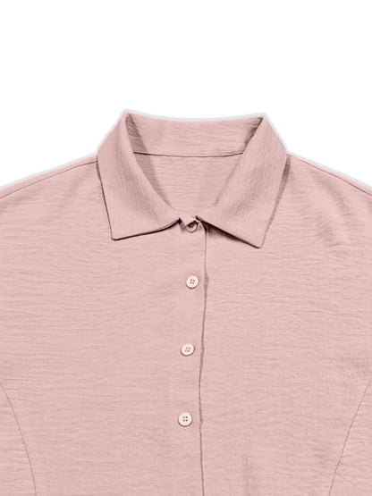 Button-Down Long Sleeve Shirt - Pink - View 2