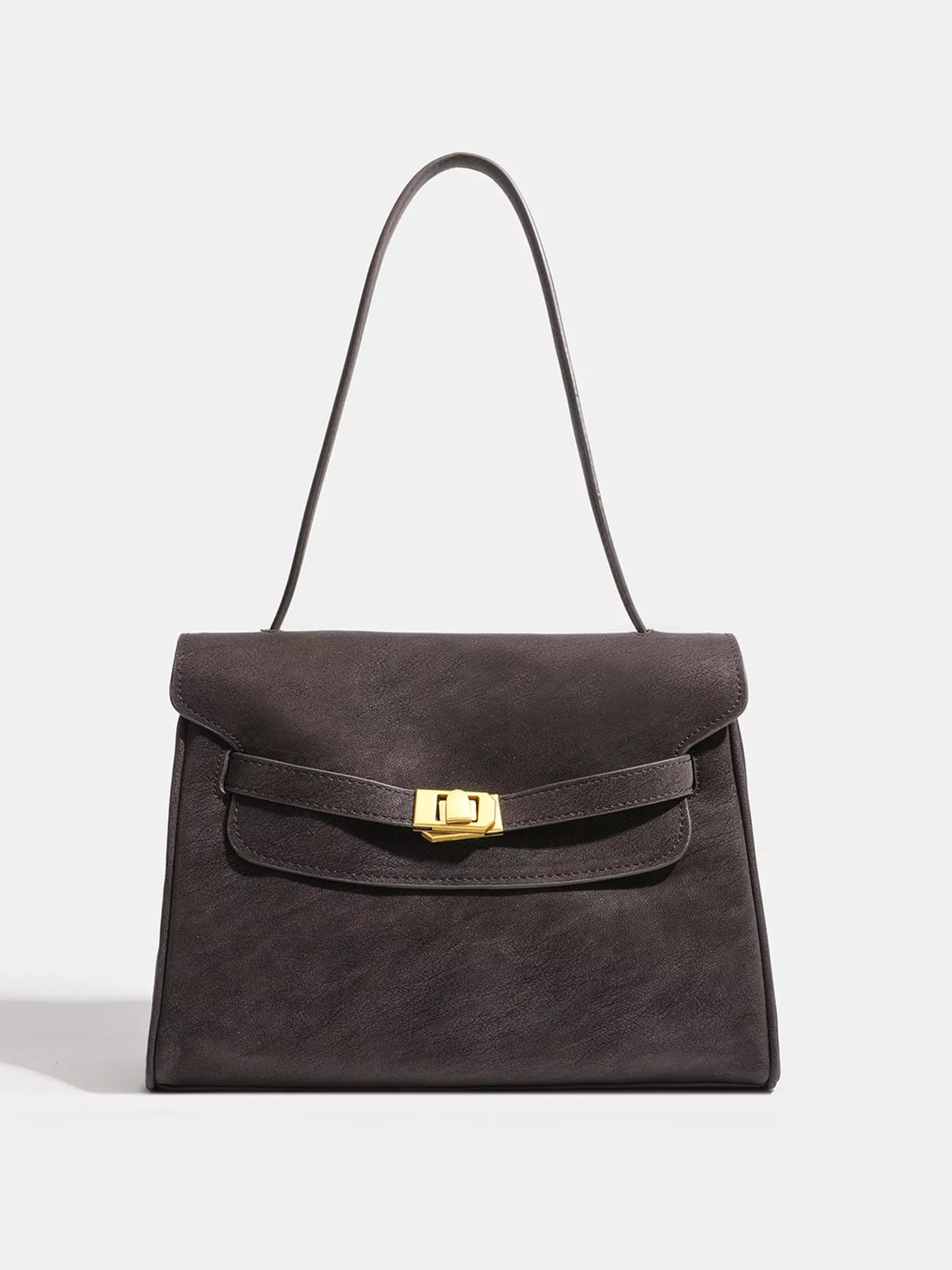 Buckle Closure Shoulder Bag - Coffee - View 3