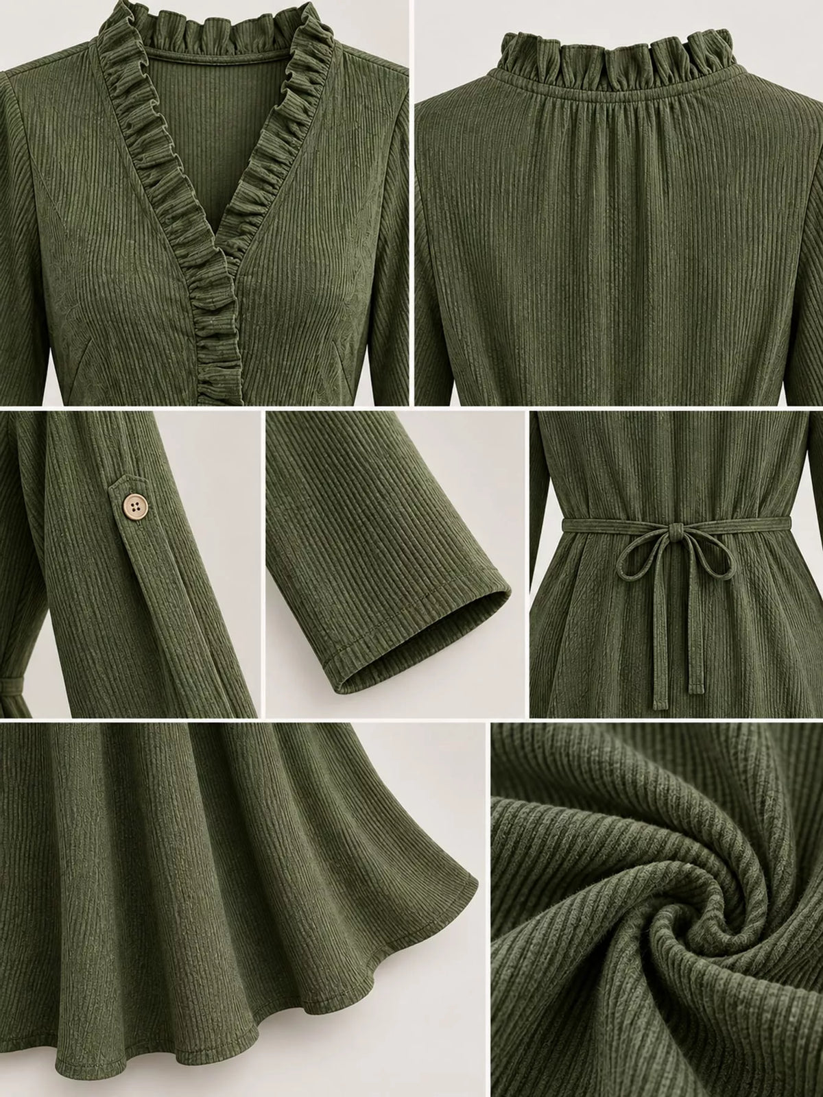 Full Size Frill Roll-Up Sleeve Maxi Dress Plus Size - Green - View 25