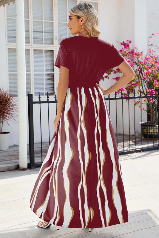 Smocked High-Low Printed Surplice Dress - product photo 2