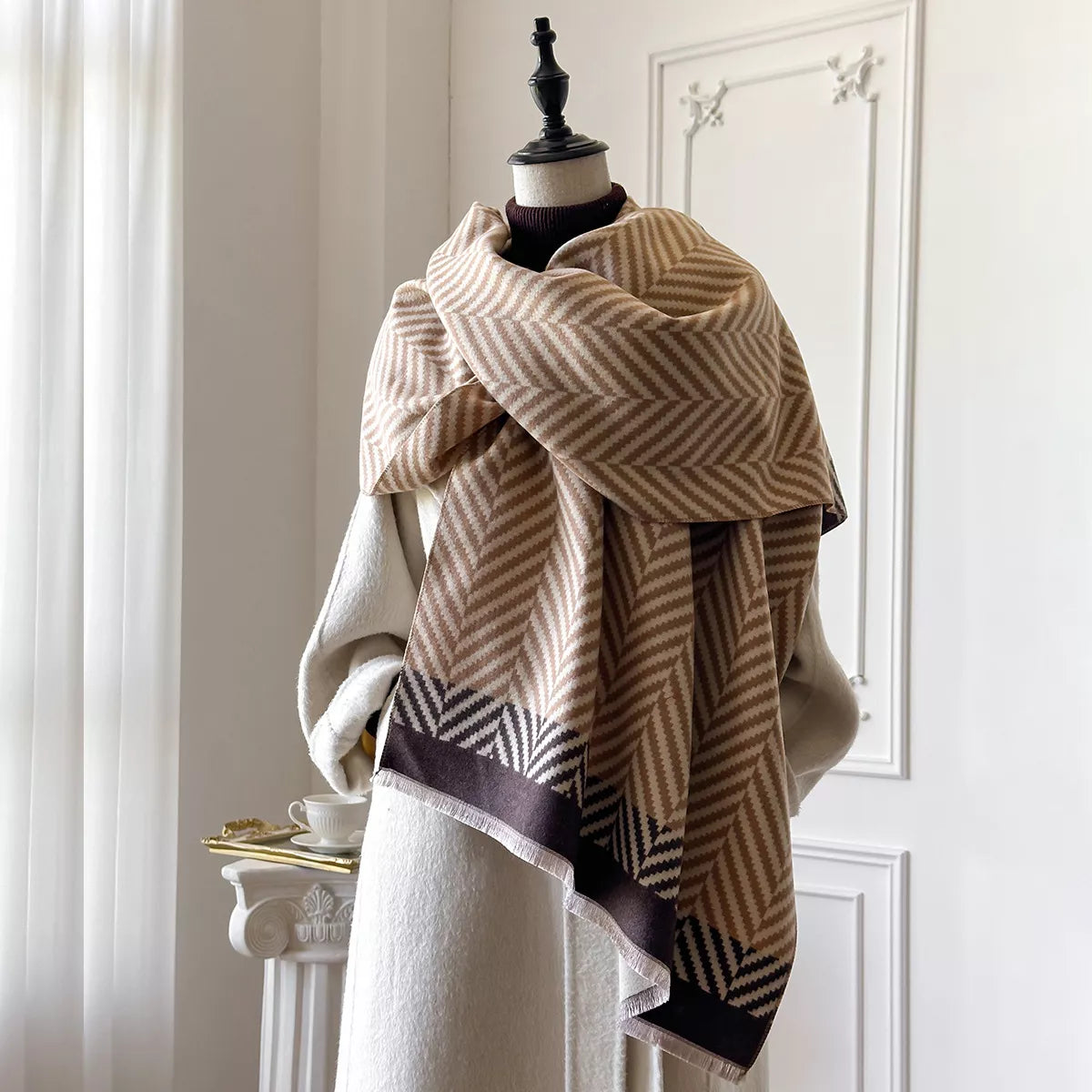 Raw Hem Soft Scarf - Terracotta - View 3