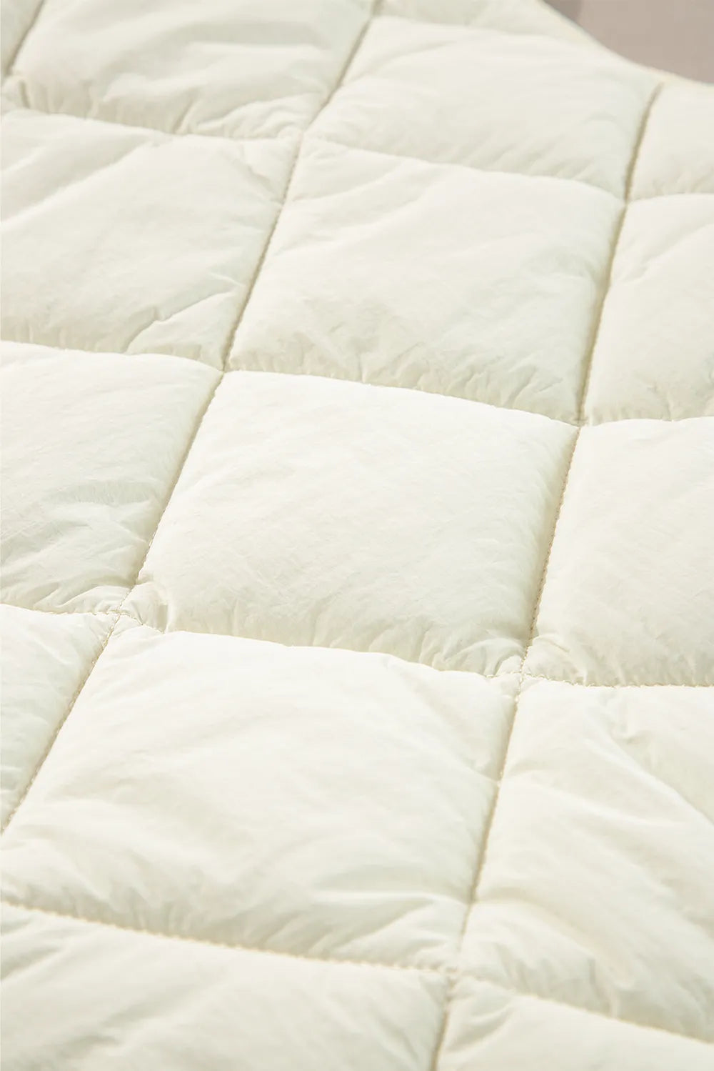 Snap Down Texture Vest Coat with Pockets - Ivory - View 11