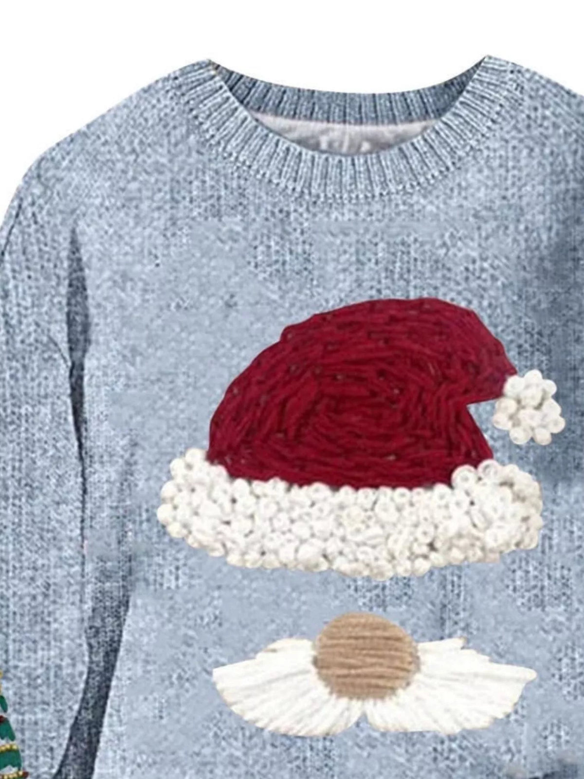 Christmas Graphic Dropped Shoulder Sweater - Sky Blue - View 2