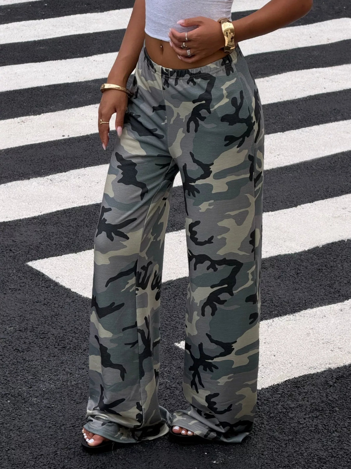 Camouflage Wide-Leg Casual Pants - Green Camouflage - View 3