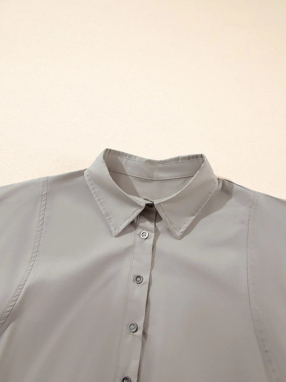 Button Up Lantern Sleeve Shirt - Gray - View 7