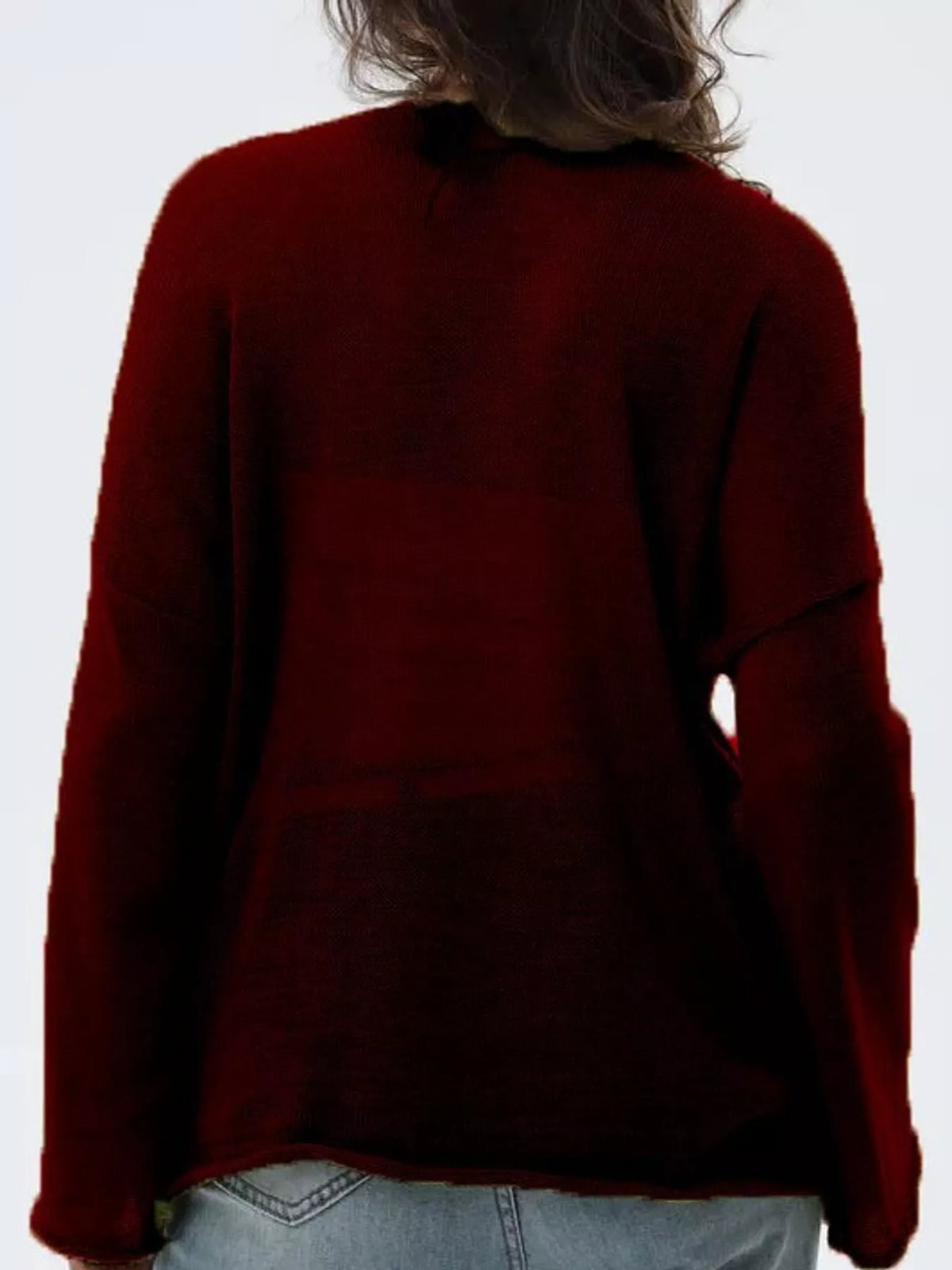 Full Size Sheer Lightweight Knit Top Plus Size - Burgundy - View 73