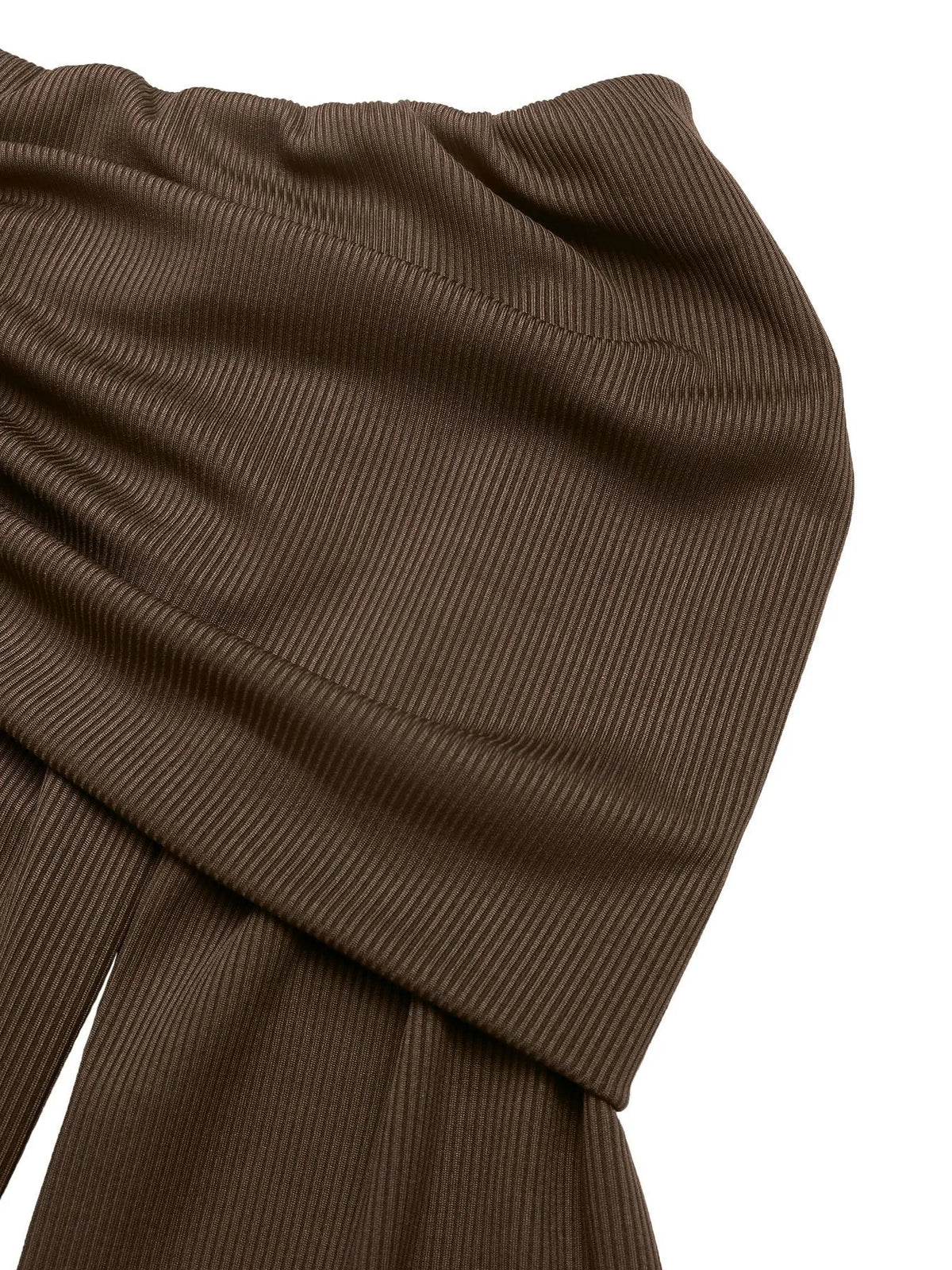 Off-Shoulder Long Sleeve Bodycon Maxi Dress - Coffee Brown - View 8