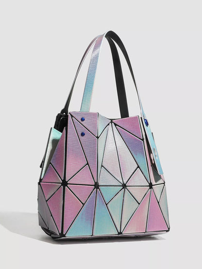Geometric Iridescent Shoulder Bag - Purple - View 2
