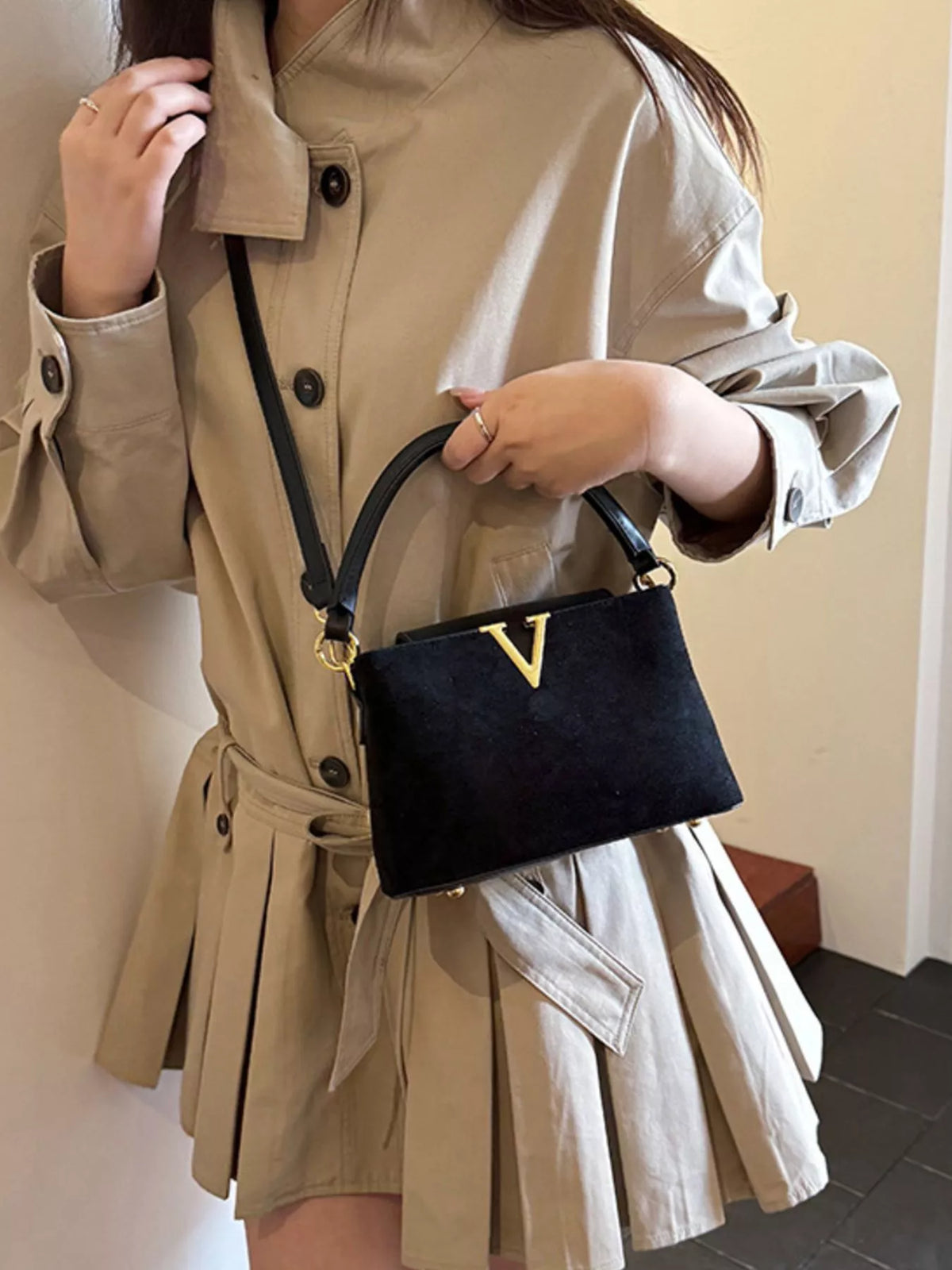 Top Handle Crossbody Bag - Black - View 1
