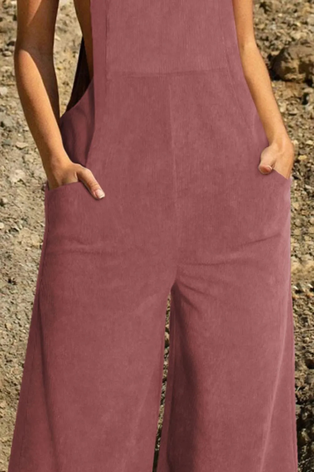 Pocketed Wide Leg Overall - Dusty Pink - View 24