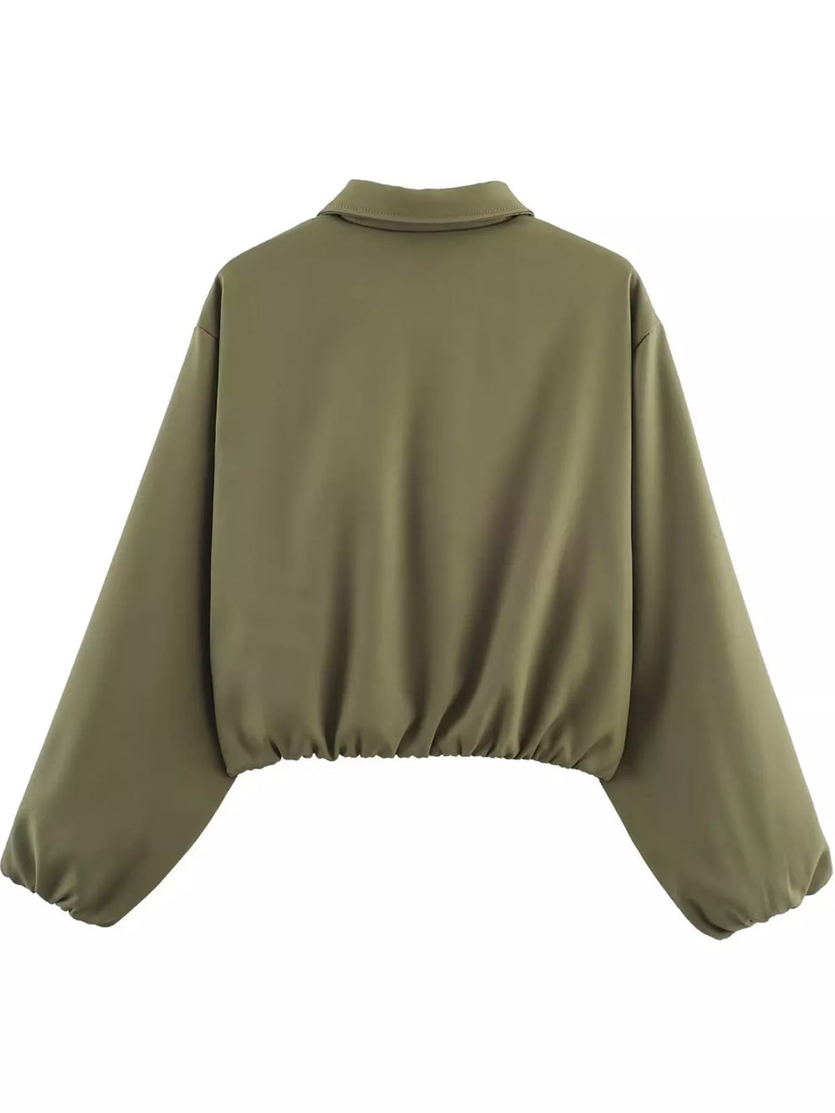 Cropped Zip-Up Jacket - Green - View 16