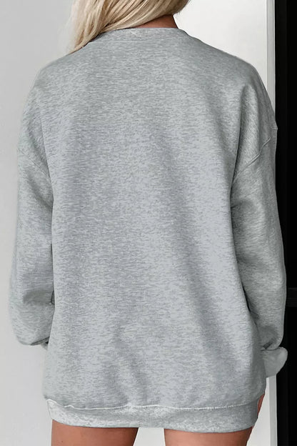 PUMPKIN SEASON Oversized Pullover Sweatshirt - Gray - View 3