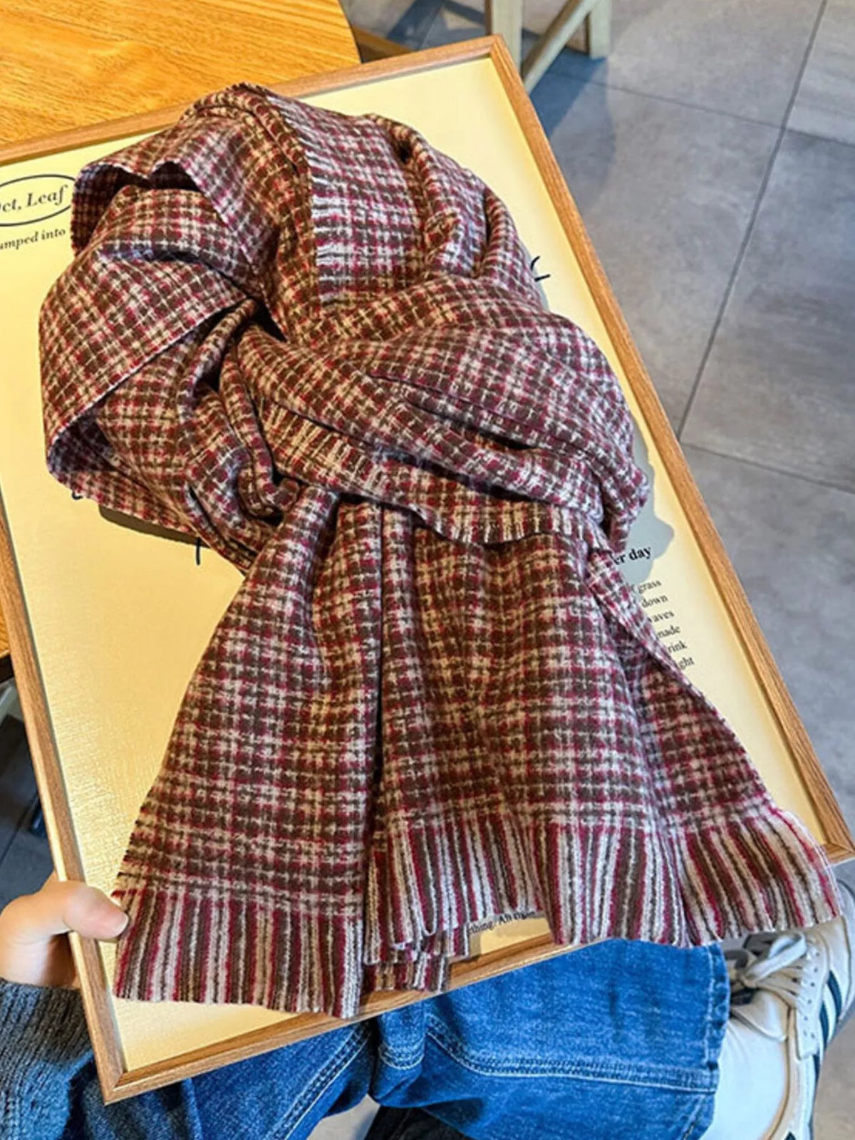 Plaid Warm Scarf - Sherbet - View 5