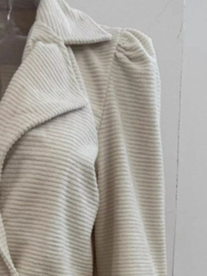 Texture Knit Double-Breasted Blazer - Apricot - View 3