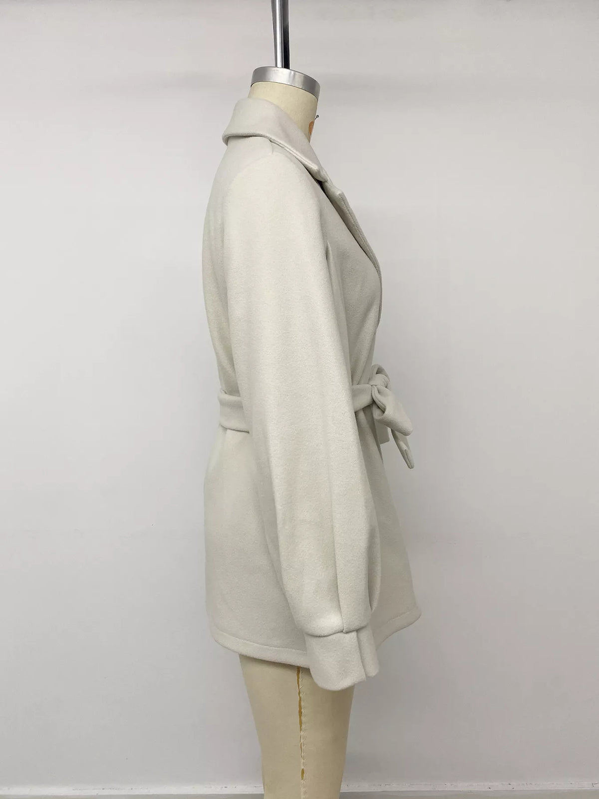 Lapel Collar Button Up Outerwear - Beige - View 13