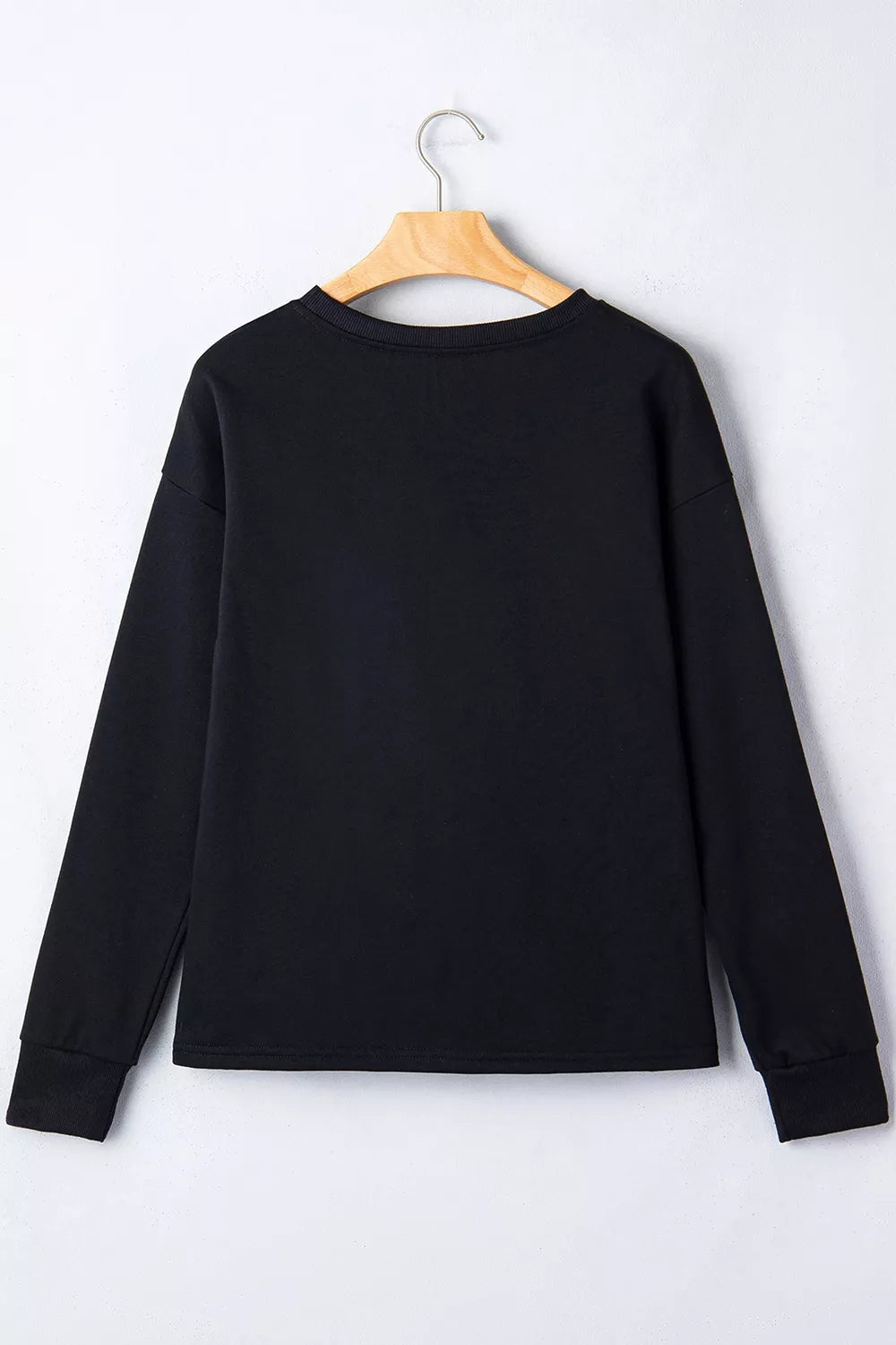 Round Neck Ghost Print Regular Fit Graphic Long Sleeve T-Shirt - Black - View 3