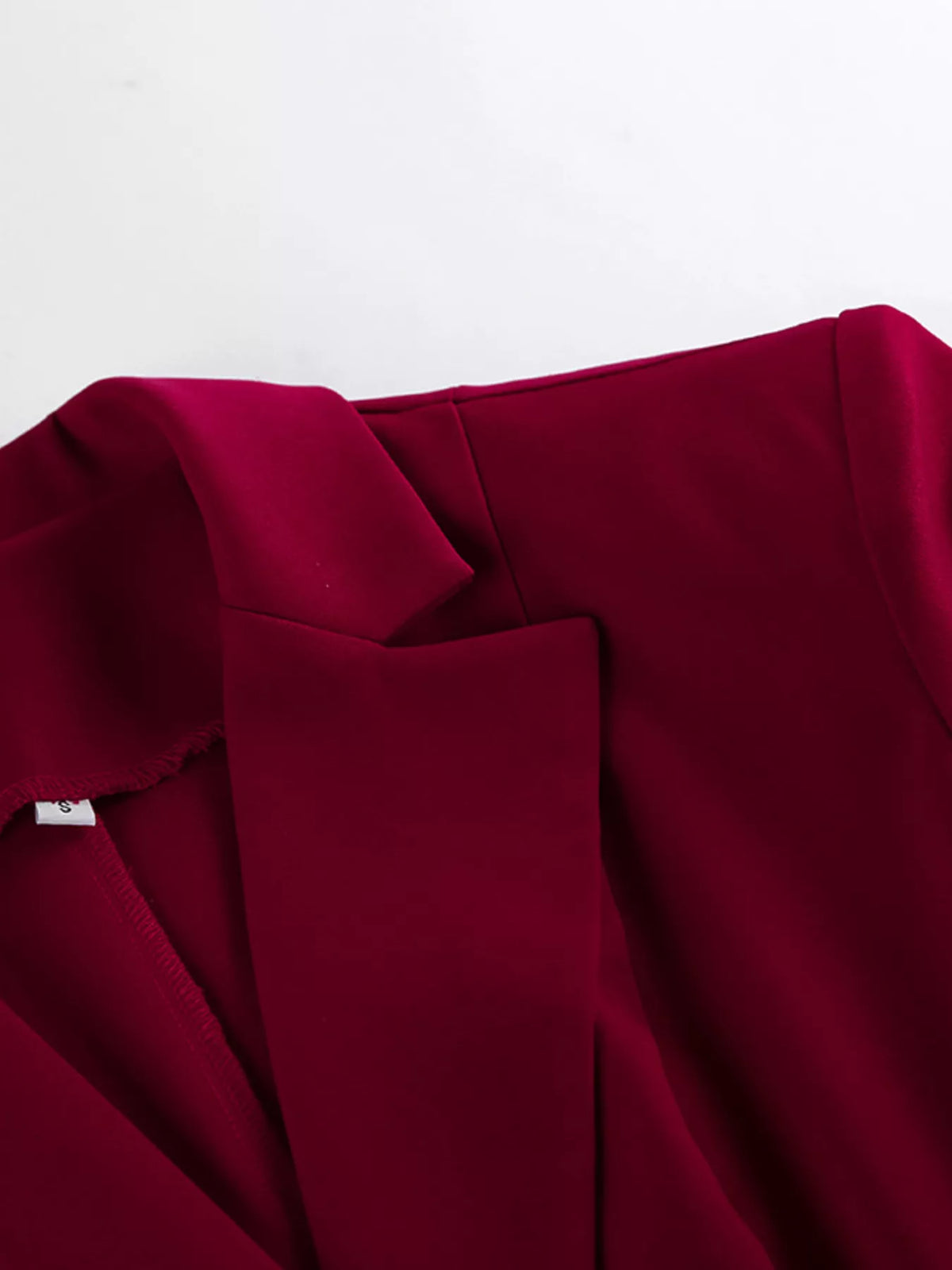 Single-Breasted Blazer and Wide-Leg Pants Set - Burgundy - View 11