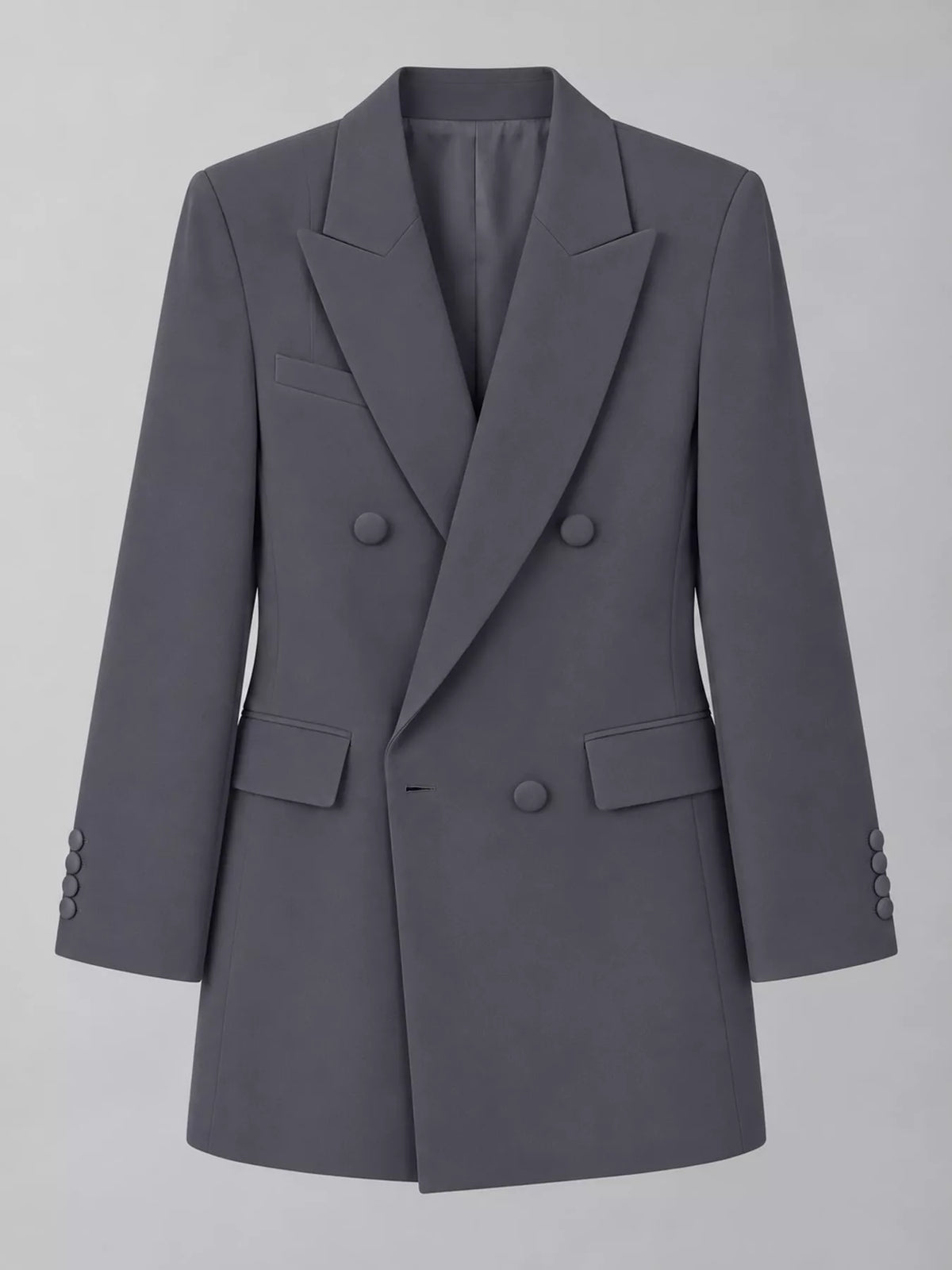 Full Size Double-Breasted Slim-Fit Blazer Plus Size - Dark Gray - View 26