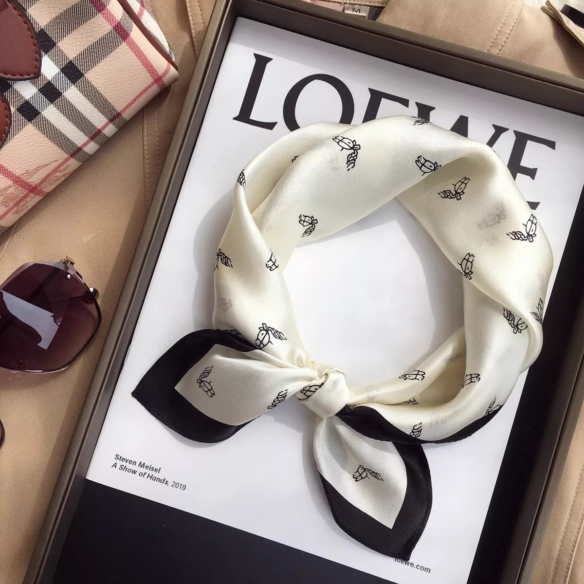 Printed Lightweight Silk Scarf - Off-white - View 5