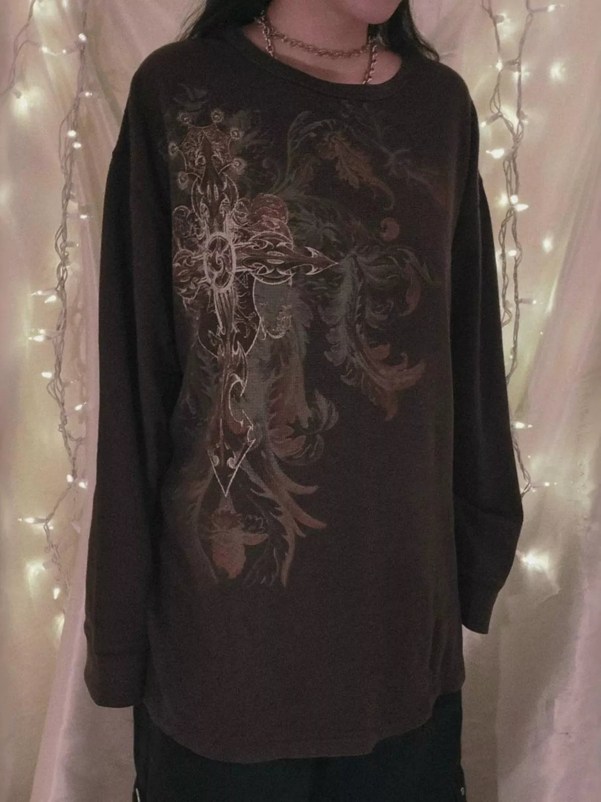Skeleton Long Sleeve T-Shirt - Dark Brown - View 3