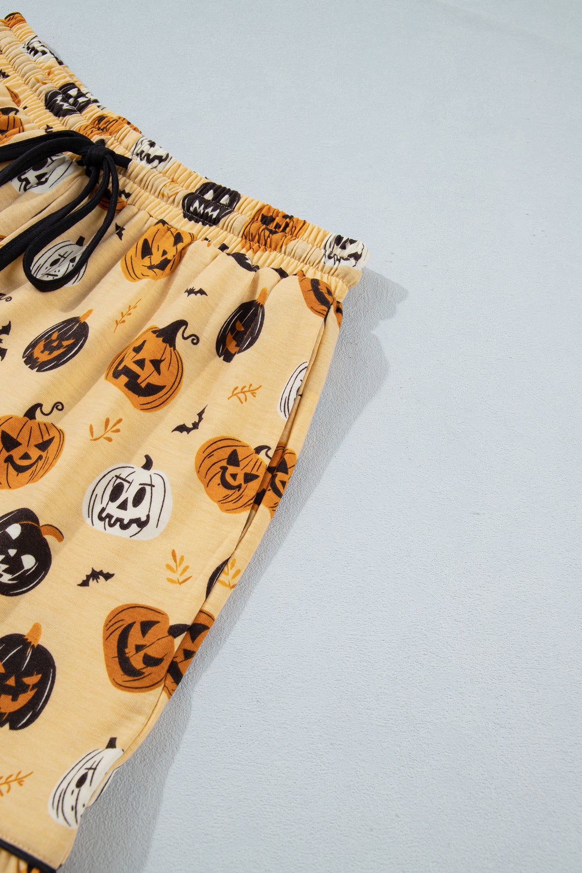 Orange Long Sleeve Ruffle Pumpkin Face Print Two Piece Lounge Set - product photo 8