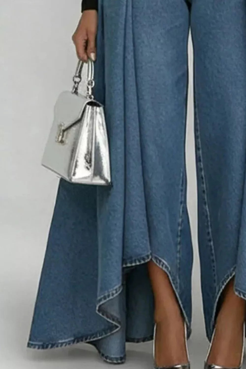 Full Size High-Waisted Wide-Leg Jeans Plus Size - Peacock  Blue - View 3