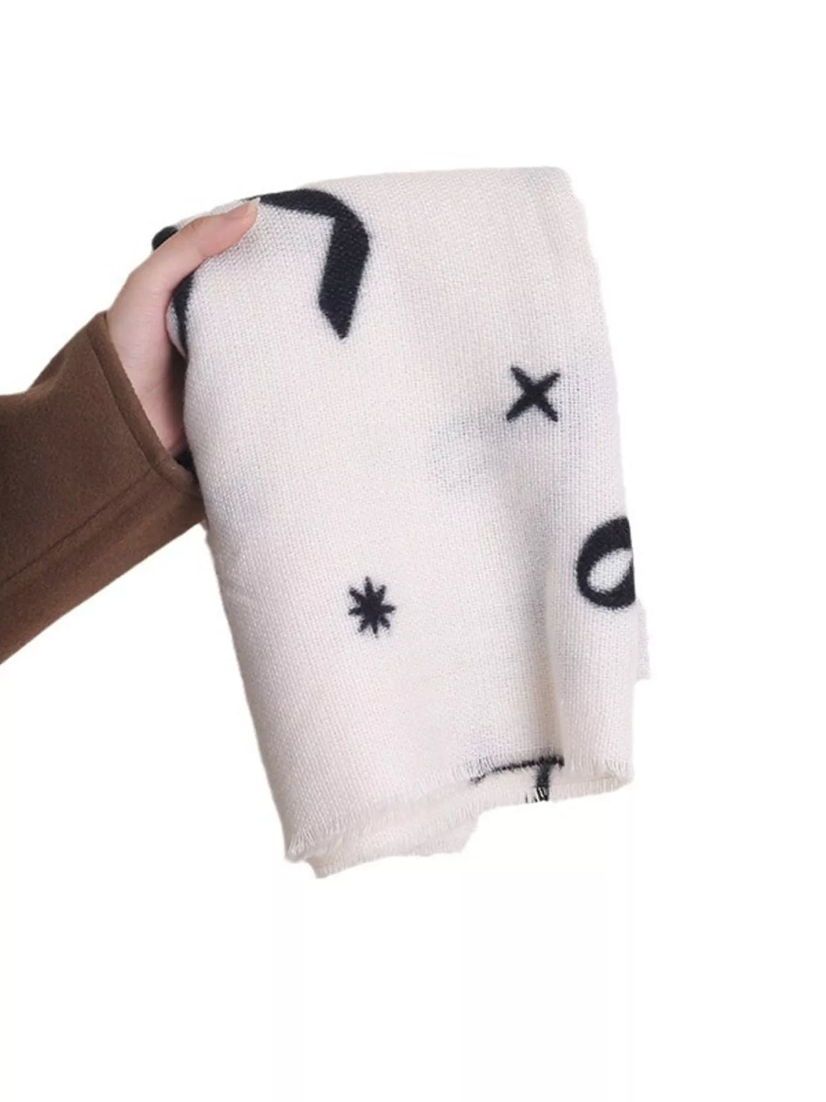 Bow Print Lightweight Scarf - White - View 2