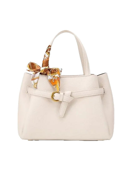 Leather Top Handle Handbag - White - View 5