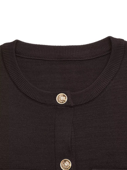 Button Down Long Sleeve Cardigan - Coffee Brown - View 10