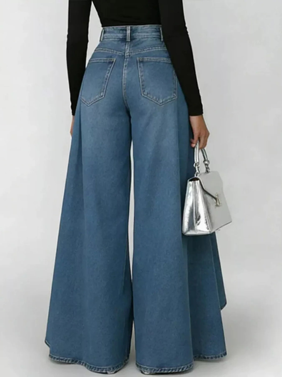 Full Size High-Waisted Wide-Leg Jeans Plus Size - Peacock  Blue - View 2