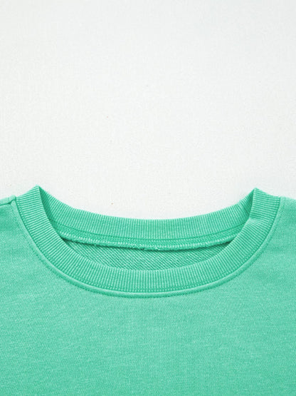 Halloween Ghost Embroidered Casual Sweatshirt - Turquoise - View 4