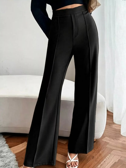 High Waist Flare Pants - Black - View 1