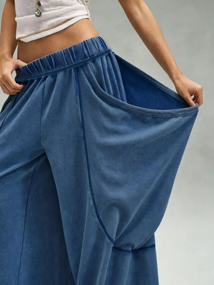 Oversized Wide-Leg Cargo Pants - Blue - View 4