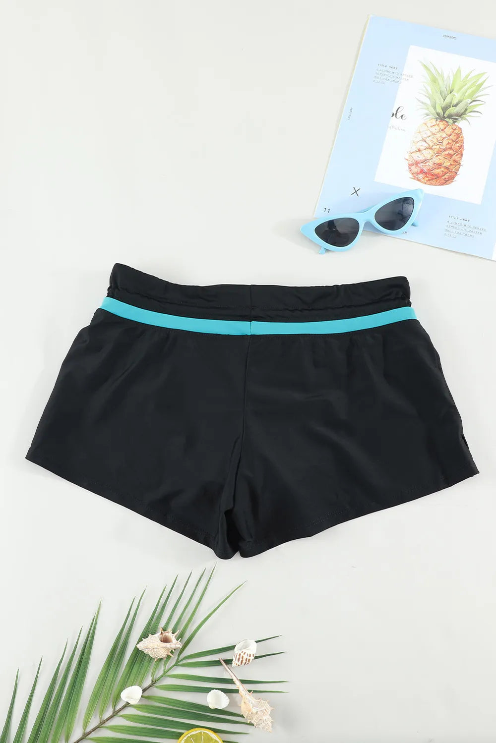 Full Size Drawstring Swim Shorts - Black - View 3