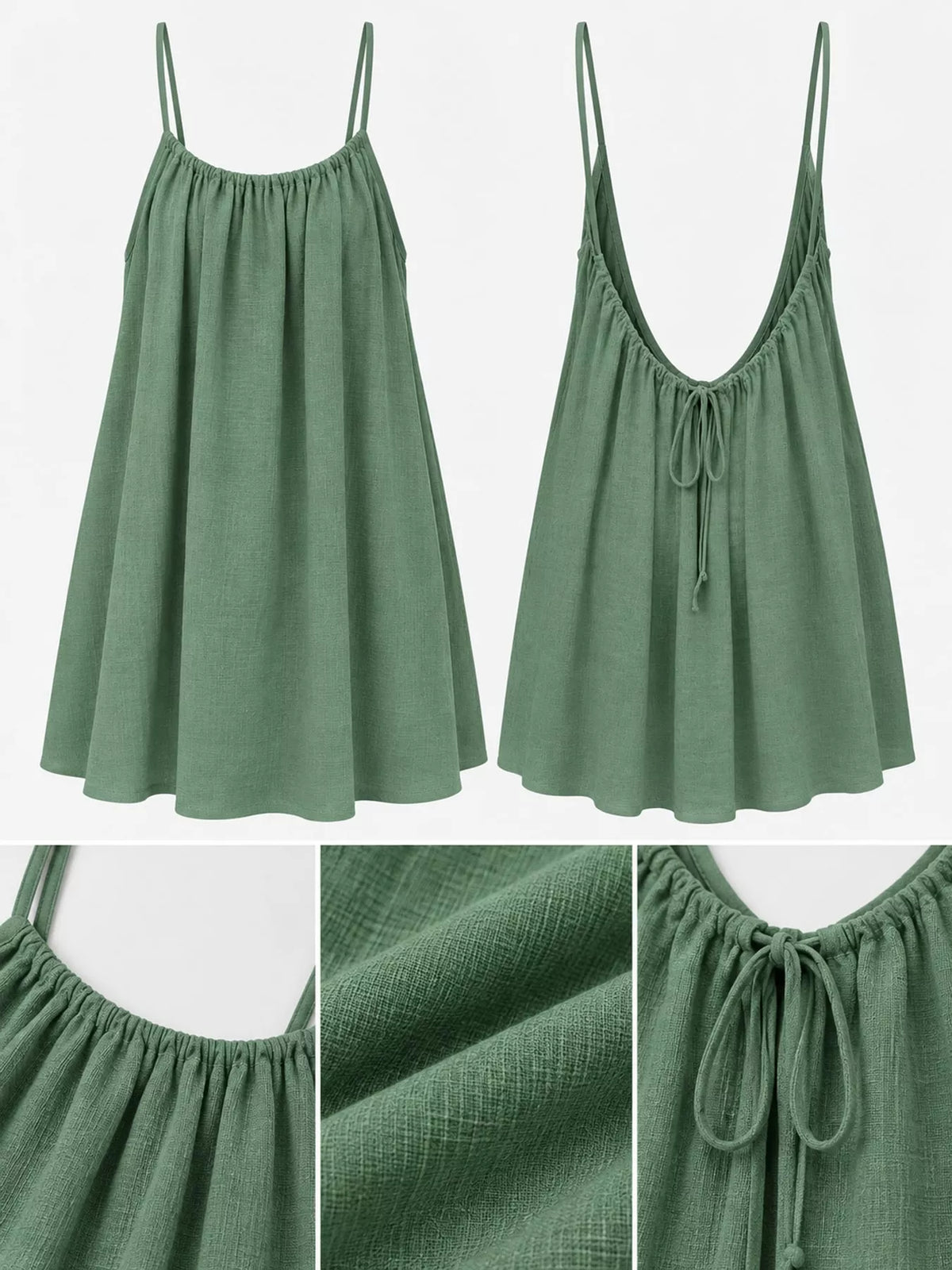 Full Size Backless Spaghetti Strap A-Line Mini Dress Plus Size - Light Green-Style C - View 55