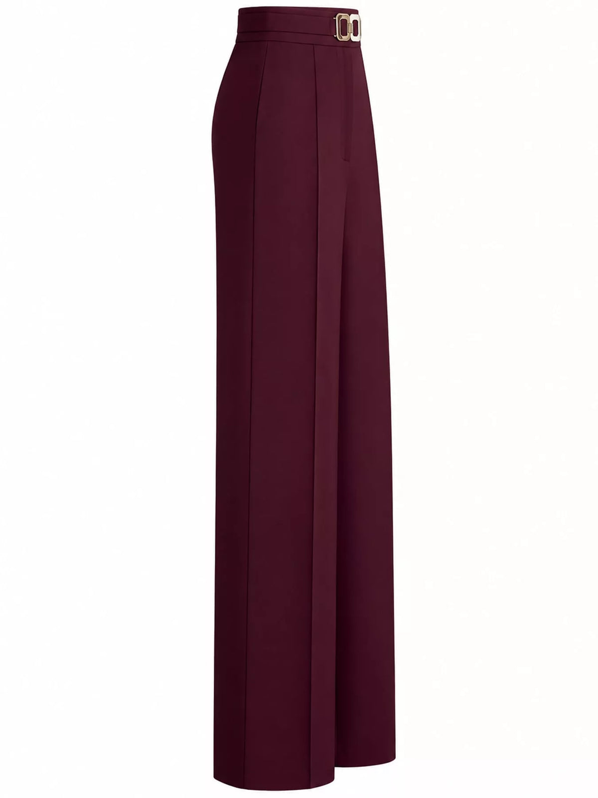 High-Waisted Wide-Leg Pants - Burgundy - View 21