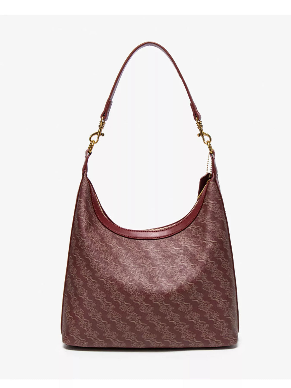 Printed PU Leather Shoulder Bag - Wine Red - View 4