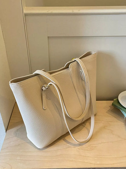 PU Leather Tote Bag - White - View 6