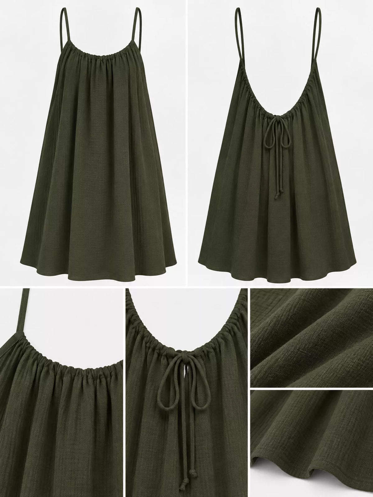 Full Size Backless Spaghetti Strap A-Line Mini Dress Plus Size - Dark Green-Style C - View 67