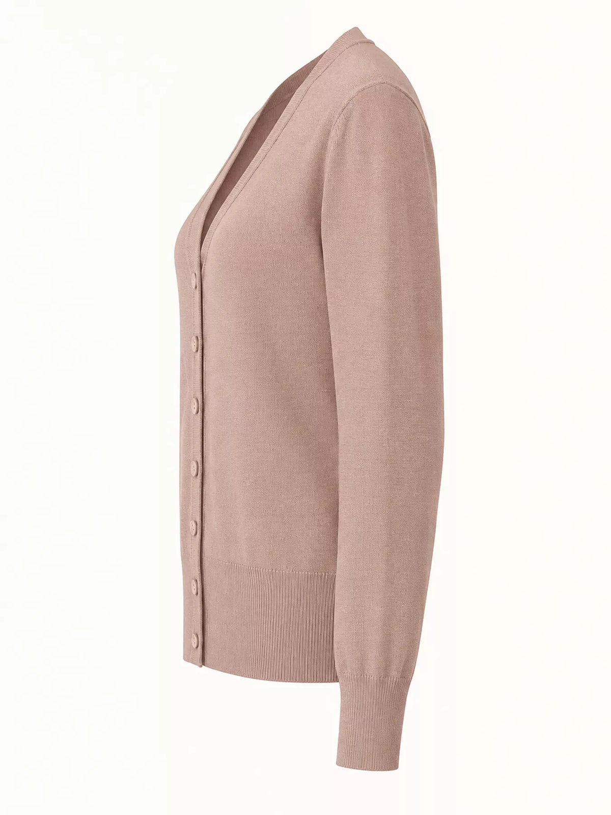 Classic V-Neck Button-Down Knit Cardigan - Camel - View 58