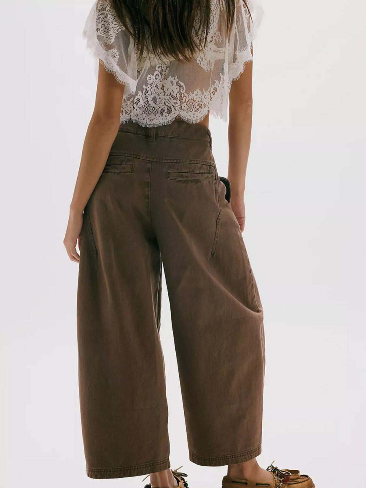 Wide-Leg Cropped Jeans - Brown - View 2