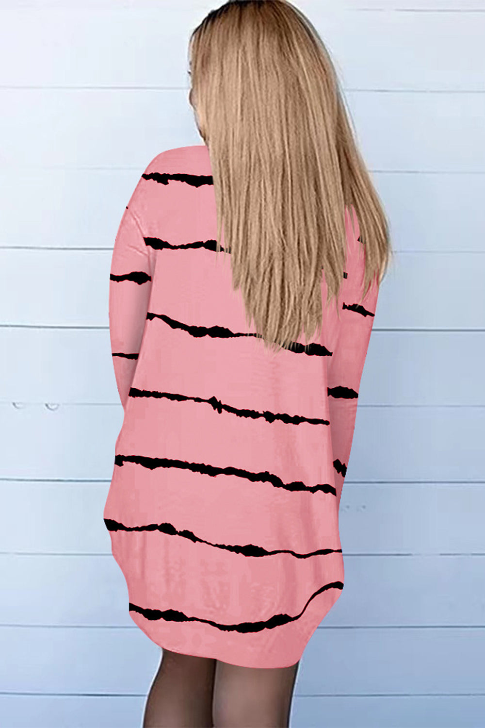 Printed Long Sleeve Cardigan - Carnation Pink - View 11