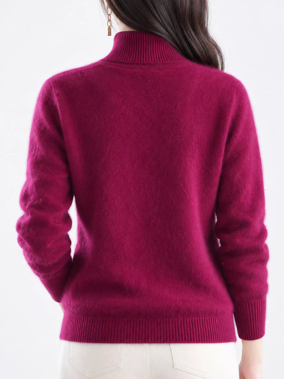 Full Size Turtleneck Long Sleeve Sweater Plus Size - Burgundy - View 66