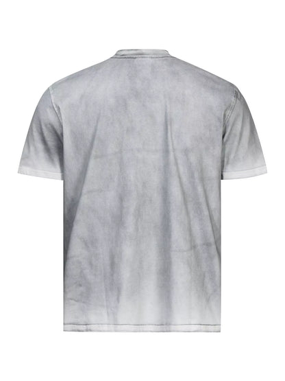 Men's Washed Round Neck Short Sleeve T-Shirt - White Gray - View 3