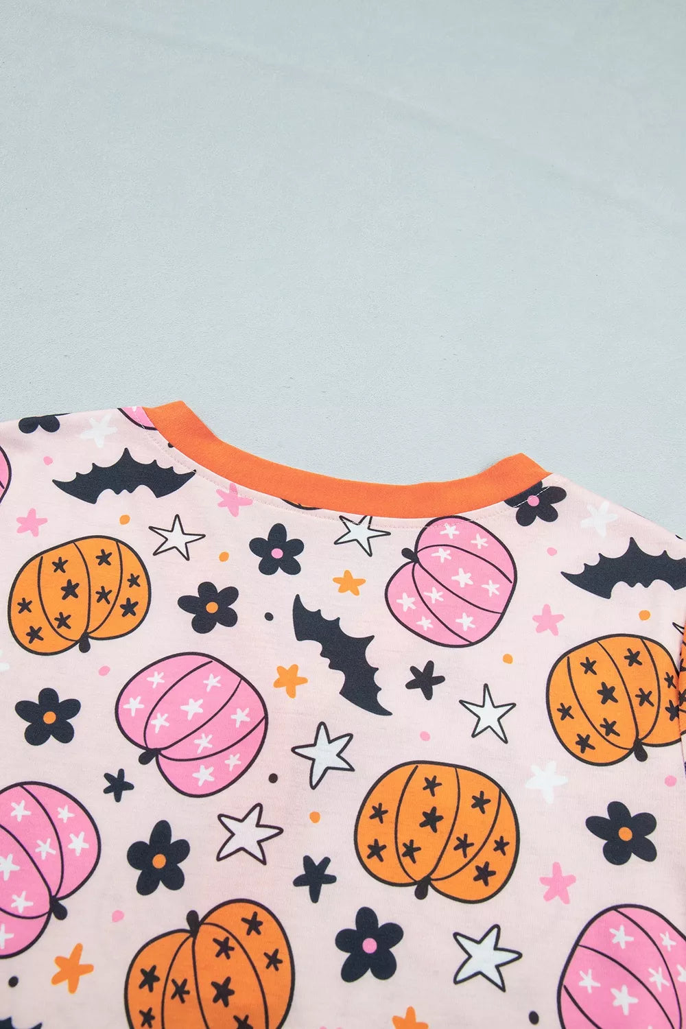 Halloween Pumpkin Print Long Sleeve Home Wear Lounge Set - Dusty Pink - View 12