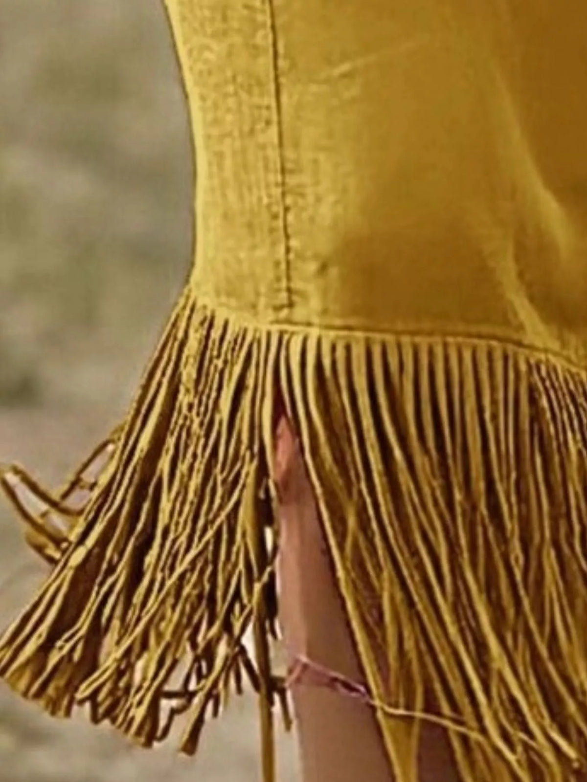 Full Size Fringe Hem Zip Front Midi Dress Plus Size - Yellow - View 2