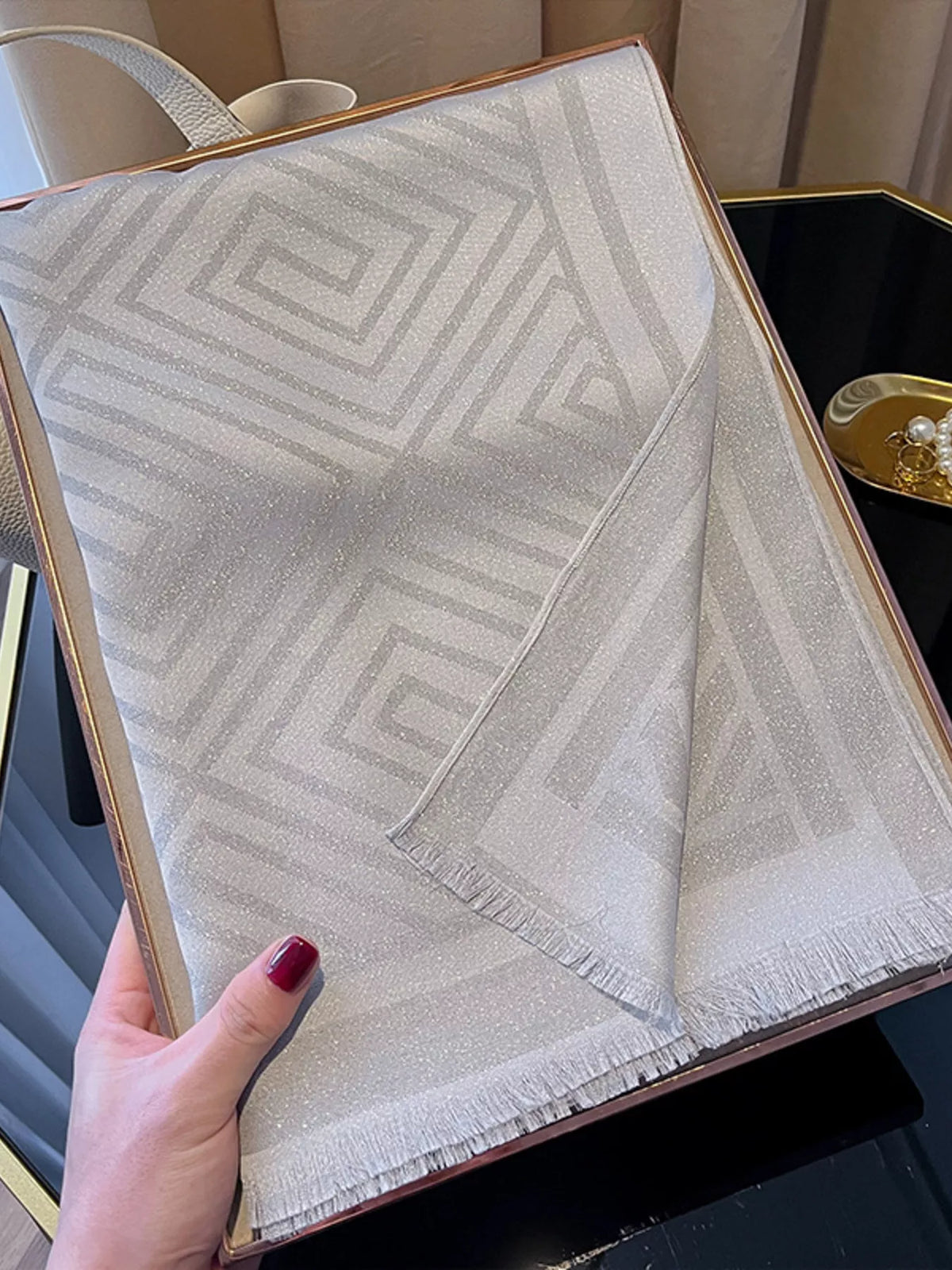 Raw Hem Lightweight Scarf - Gray - View 16