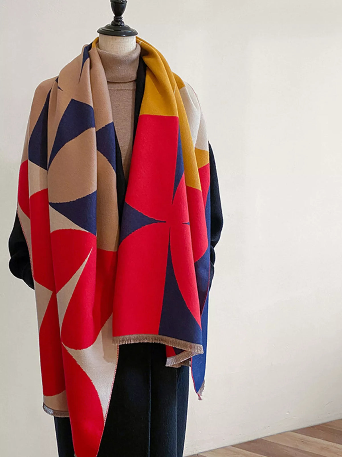 Contrast Raw Hem Scarf - Orange - View 10