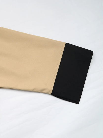 Color Block Button-Up Casual Jacket - Khaki - View 8
