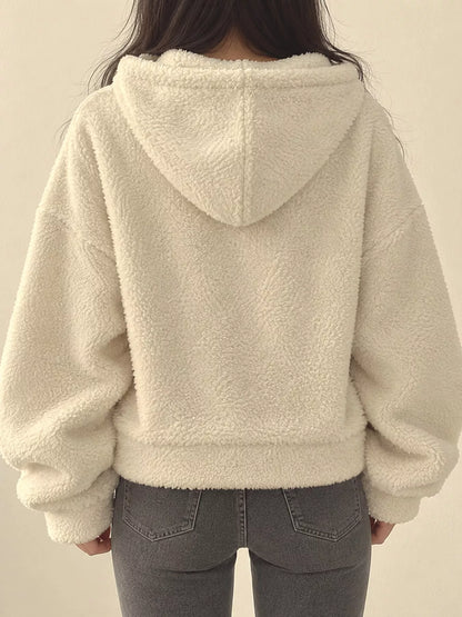 Oversized Sherpa Zip-Up Hoodie - Apricot - View 6